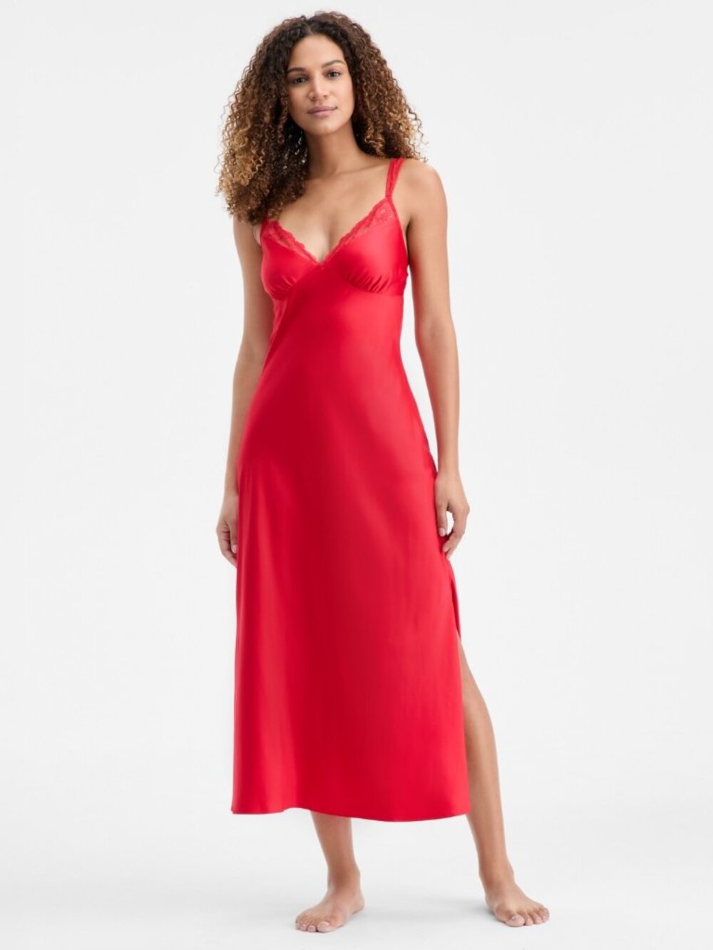 #2363 I.n.c. International Concepts Women's Printed Lace Trim Satin Gown